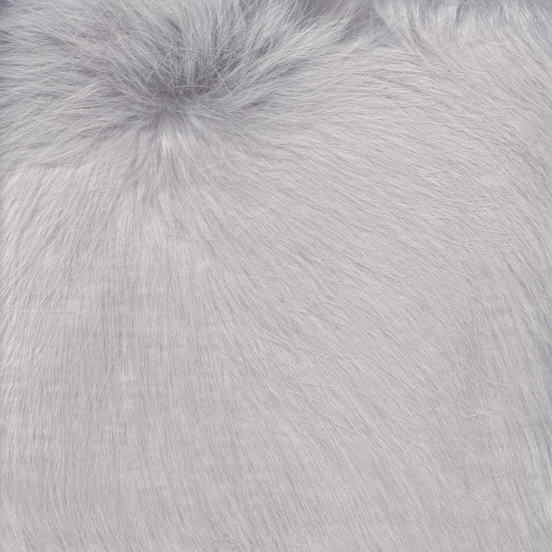 HomePop Synthetic Fur Gray Square Stool Metal Hairpin Legs