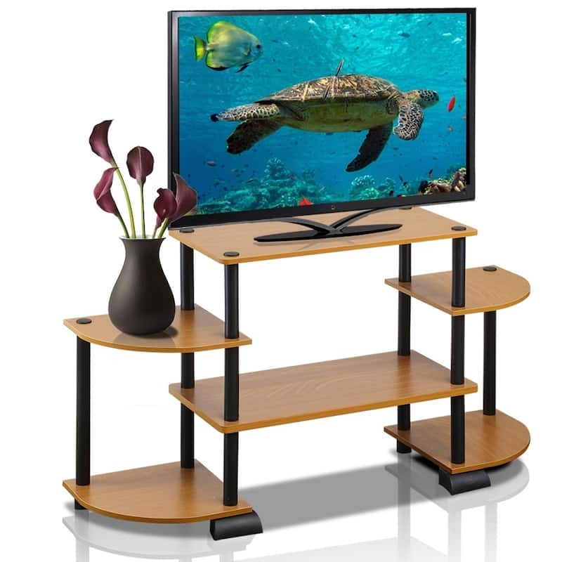 Porch & Den Delancey Rounded Corner TV Entertainment Center - Brown - Cherry Finish