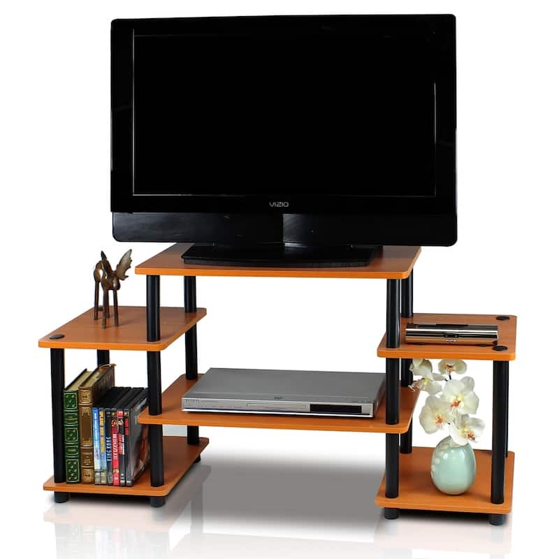 Porch & Den Ventura No Tools Entertainment Center - round tube - Cherry