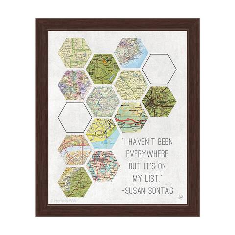 'Hexagon Maps On My List' Framed Graphic Wall Art