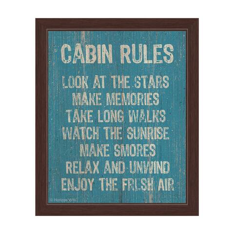 'Cabin Rules Blue' Framed Graphic Wall Art