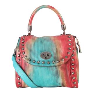 Clasp Handbags Our Best Clothing Shoes Deals Online At Diophy Distressed Multicolored Genuine Leather Top Handle Medium Sized Handbag