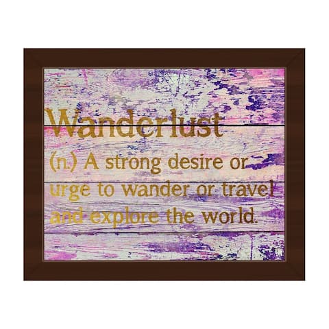 Wanderlust Definition - Gold' Canvas Espresso Framed Graphic Wall Art