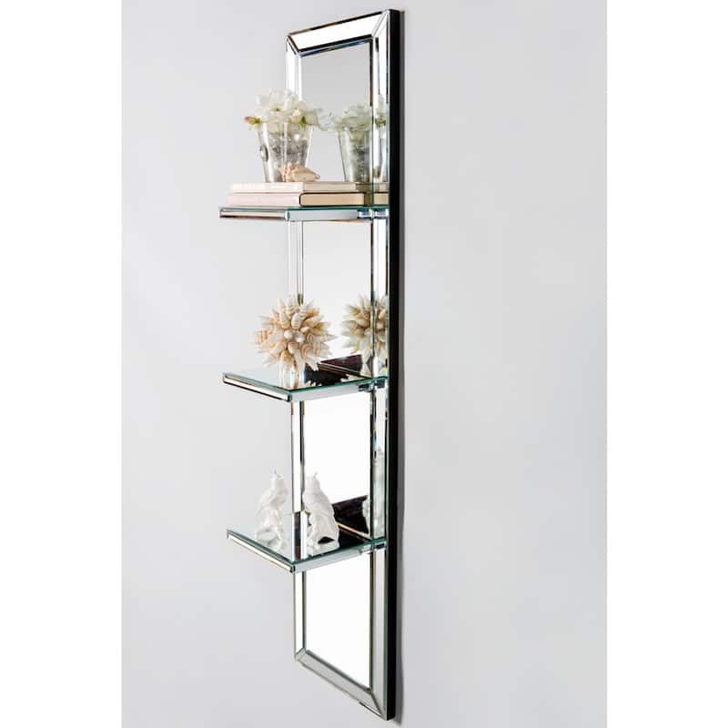 Statements By J Silver Leaf Finish Mirrored Wall Shelf, 50 Inch Tall