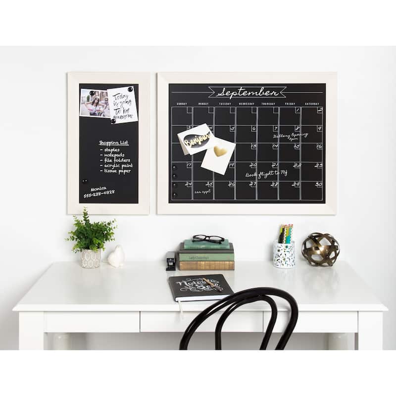 DesignOvation Beatrice Framed Magnetic Chalkboard Monthly Calendar