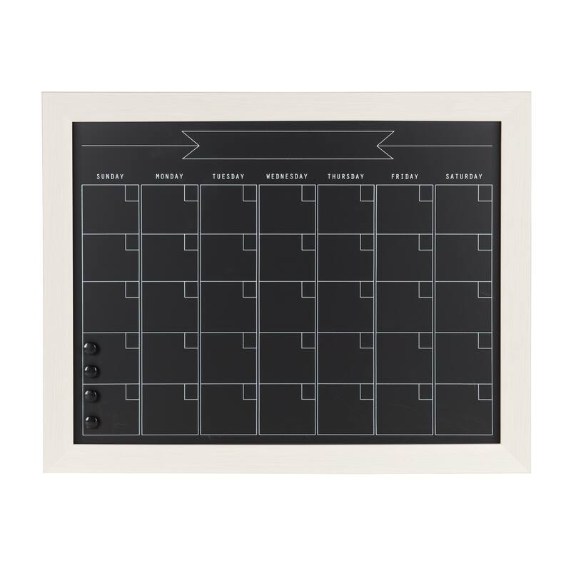DesignOvation Beatrice Framed Magnetic Chalkboard Monthly Calendar - 29x23 - farmhouse white