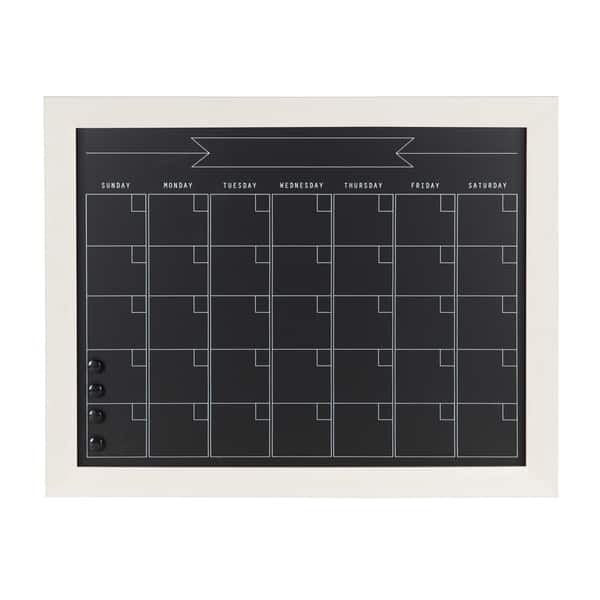 slide 2 of 34, DesignOvation Beatrice Framed Magnetic Chalkboard Monthly Calendar 29x23 - farmhouse white