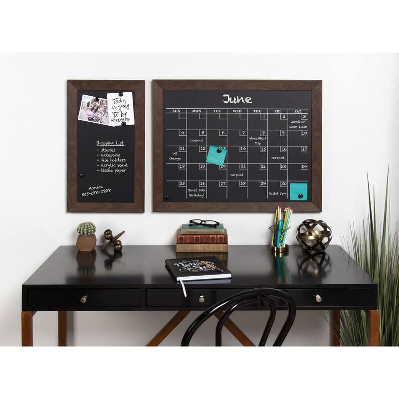 DesignOvation Beatrice Framed Magnetic Chalkboard Monthly Calendar