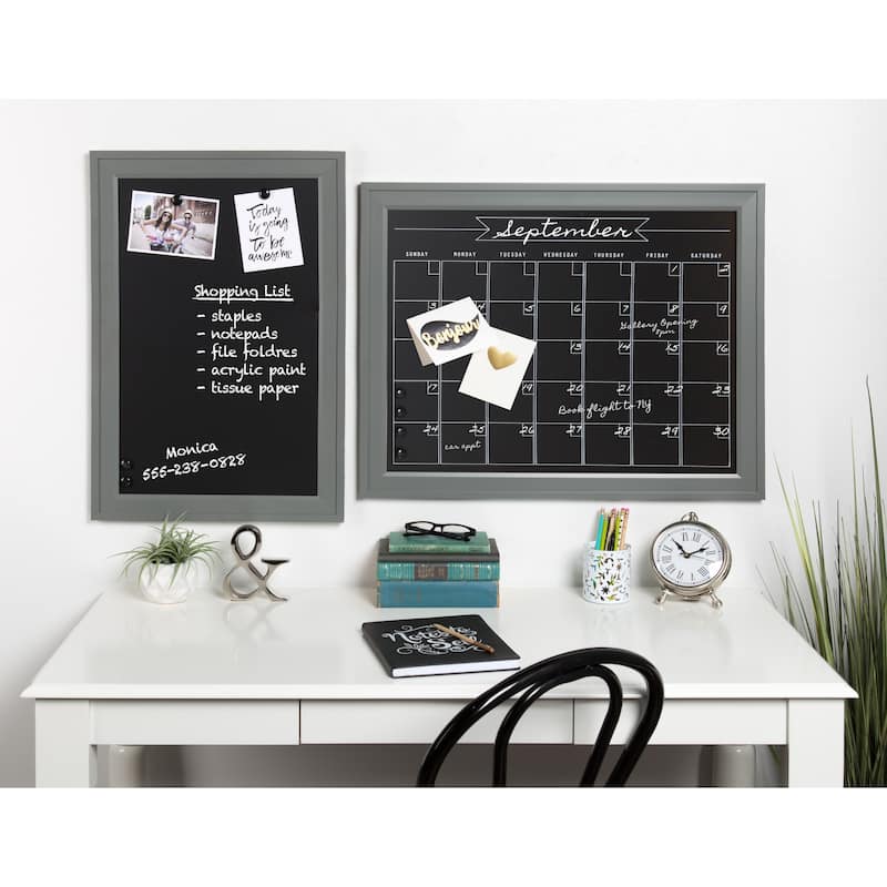 DesignOvation Beatrice Framed Magnetic Chalkboard Monthly Calendar