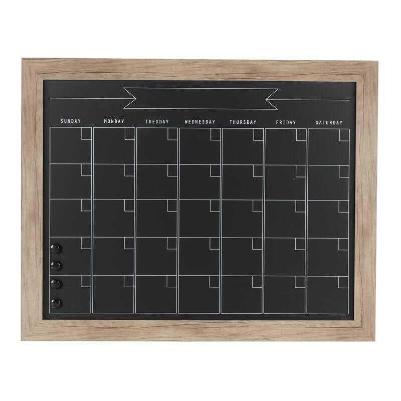 DesignOvation Beatrice Framed Magnetic Chalkboard Monthly Calendar - 29x23 - Rustic Brown