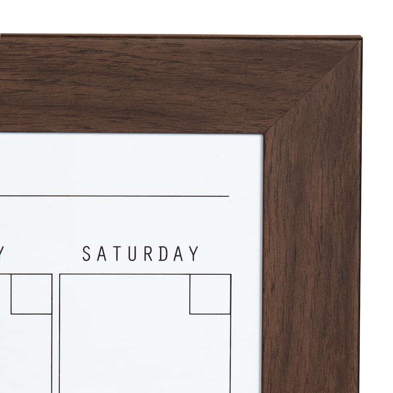 DesignOvation Beatrice Framed Magnetic Dry Erase Monthly Calendar - 27x18 - Walnut Brown