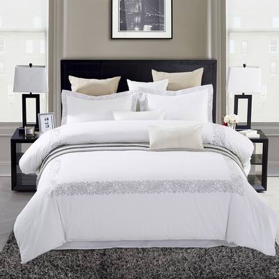 Superior Moonlawn Embroidered Cotton Duvet Cover Set