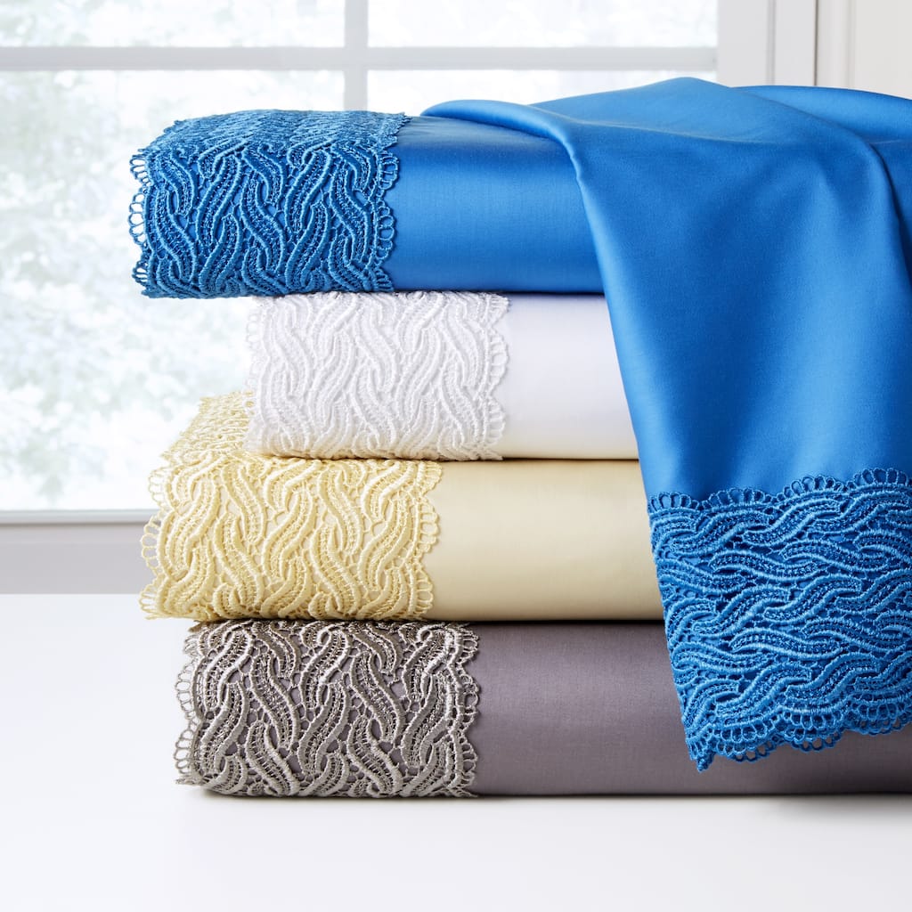 Porch & Den Gerda Deep Pocket Over-sized Cotton Lace Bed Sheet Set