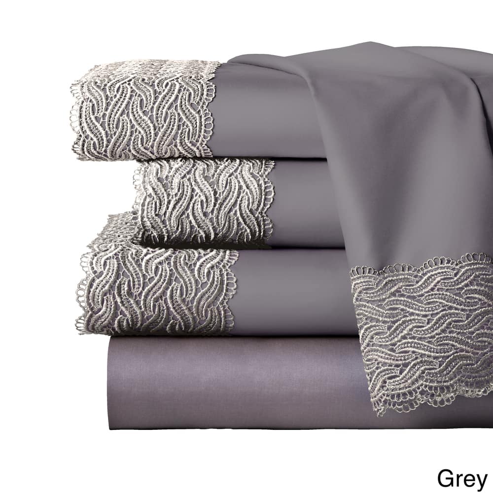 Porch & Den Gerda Deep Pocket Over-sized Cotton Lace Bed Sheet Set