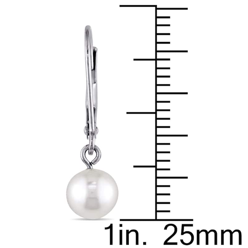 Miadora 10k White Gold Cultured Freshwater Pearl Leverback Dangle Earrings (6-6.5 mm)
