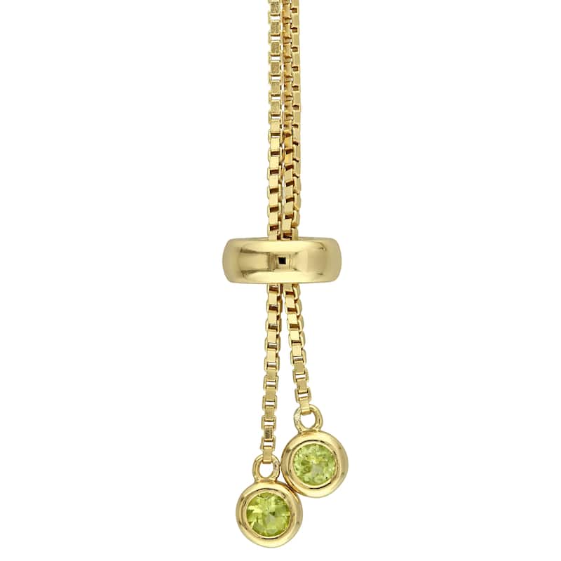 Miadora Yellow Plated Sterling Silver Peridot Adjustable Slider Bracelet