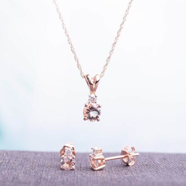 morganite necklace and earring set