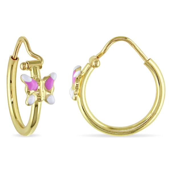 18 KT Yellow Gold White enamel ice skate