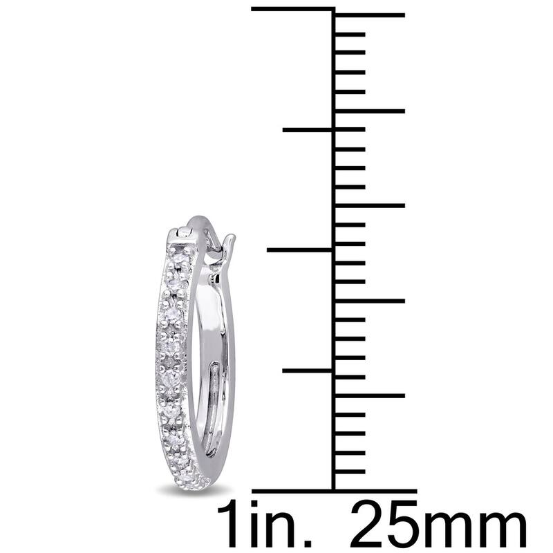Miadora 10k White Gold 1/10ct TDW Diamond Hoop Earrings