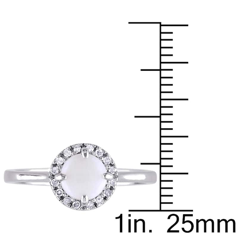 Miadora Sterling Silver Opal and 1/10ct TDW Diamond Halo Ring (G-H, I2-I3)