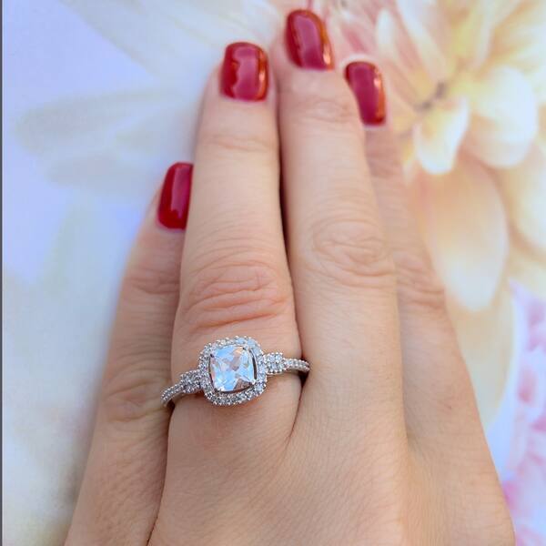 Shop Miadora 10k White Gold Cushion Cut Created White Sapphire And