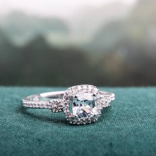 miadora 10k white gold cushion cut created white sapphire and 16ct tdw diamond - Gemstone Wedding Rings miadora 10k white gold cushion cut created white sapphire and 16ct tdw diamond - Gemstone Wedding Rings