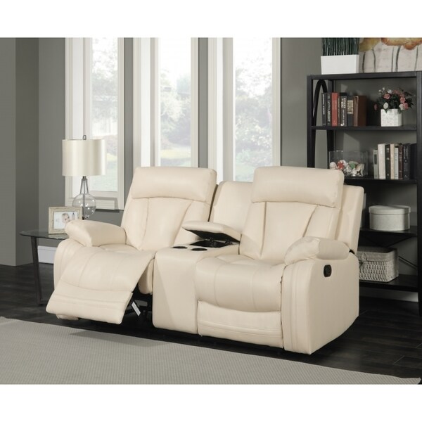 Shop Meridian Avery Beige Leather Loveseat Free Shipping Today