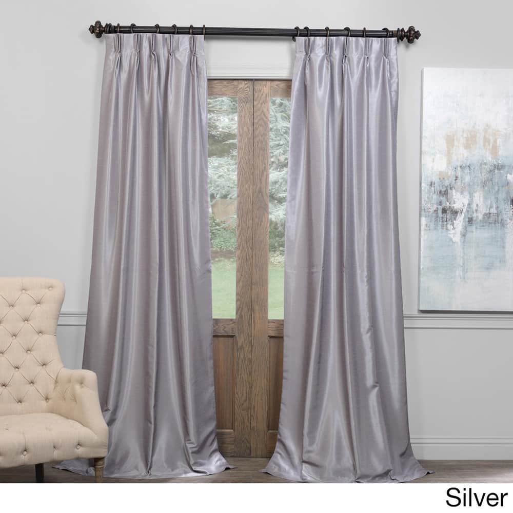 Exclusive Fabrics Solid Vintage Textured Faux Dupioni Silk Pleated Blackout Curtain (1 Panel)