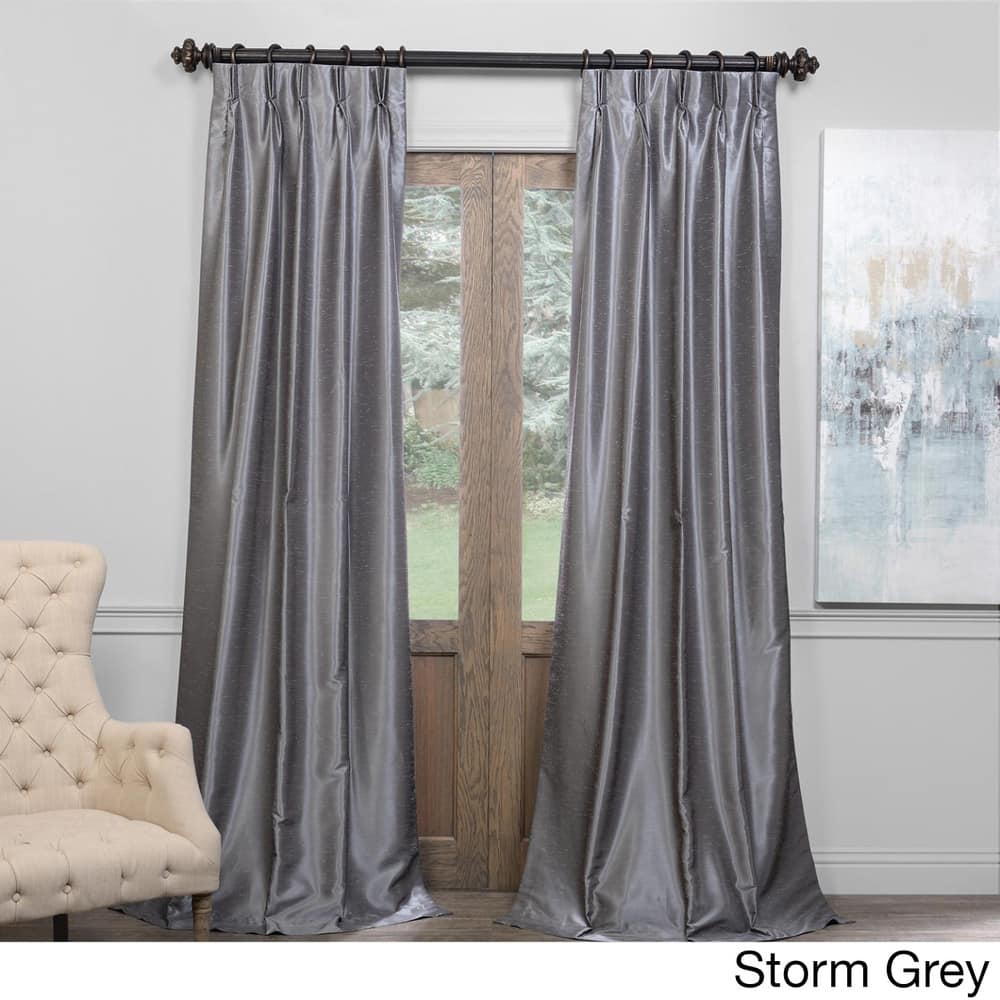 Exclusive Fabrics Solid Vintage Textured Faux Dupioni Silk Pleated Blackout Curtain (1 Panel)