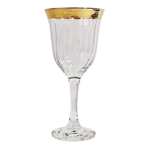 Fendi Design Red Wine Goblets with 24k Gold Bands (Pack of 6)
