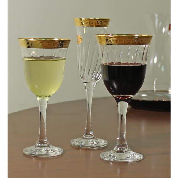 Fendi Design Red Wine Goblets with 24k Gold Bands (Pack of 6) Bed