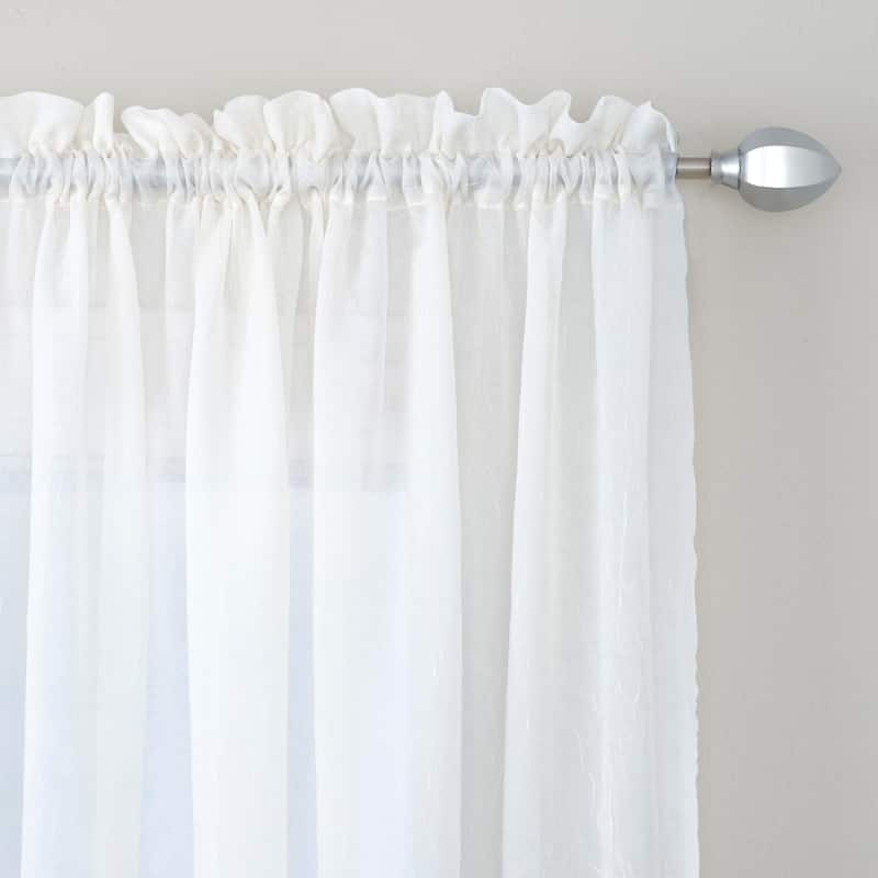 Miller Curtains Preston Sheer 108-Inch Rod Pocket Curtain Panel - 52 X 108 - 52 X 108 - White