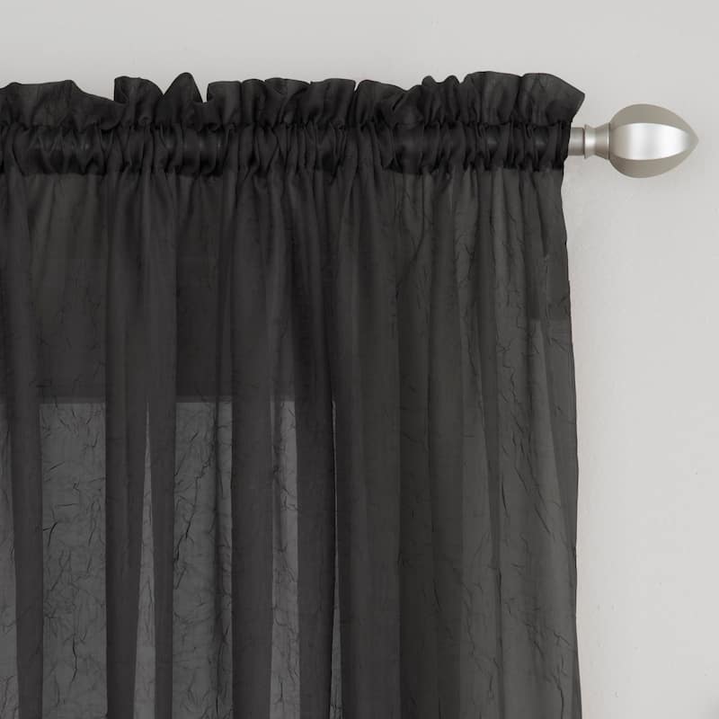 Miller Curtains Preston Sheer 108-Inch Rod Pocket Curtain Panel - 52 X 108 - 52 X 108 - Black