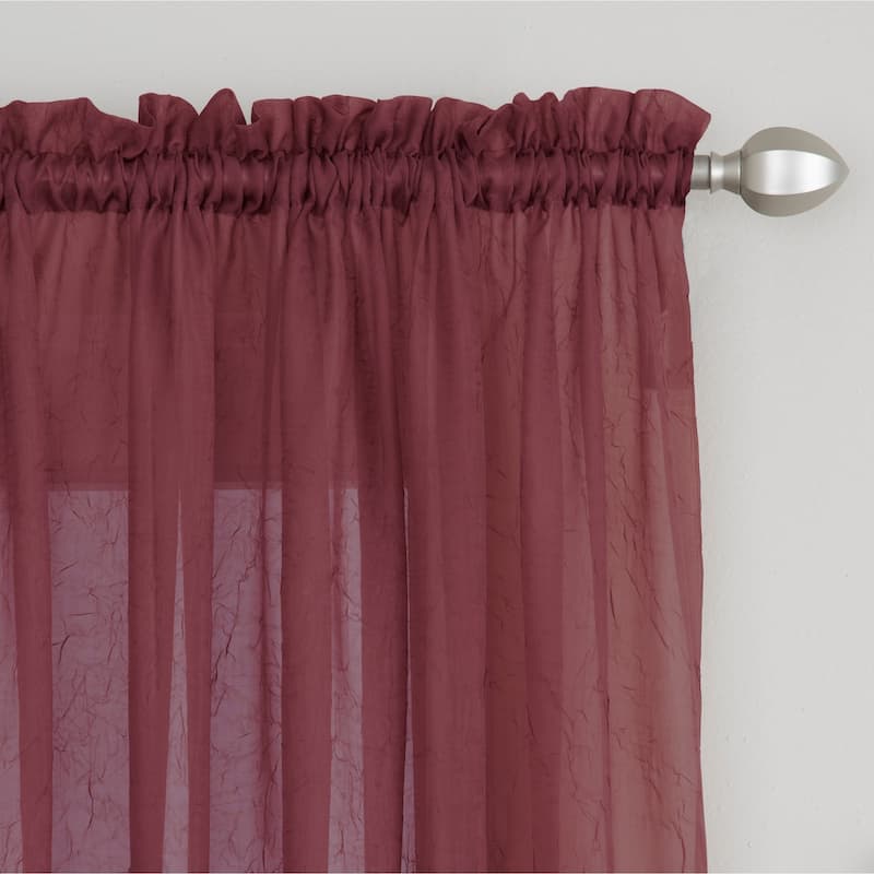 Miller Curtains Preston Sheer 108-Inch Rod Pocket Curtain Panel - 52 X 108 - 52 X 108 - Merlot