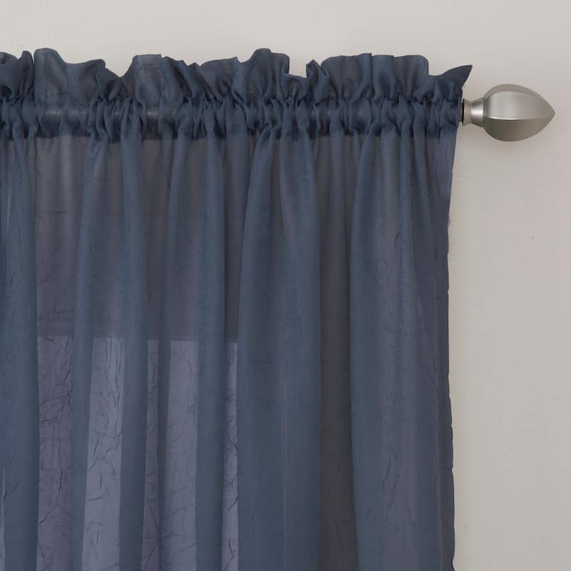 Miller Curtains Preston Sheer 108-Inch Rod Pocket Curtain Panel - 52 X 108 - 52 X 108 - Cadet Blue