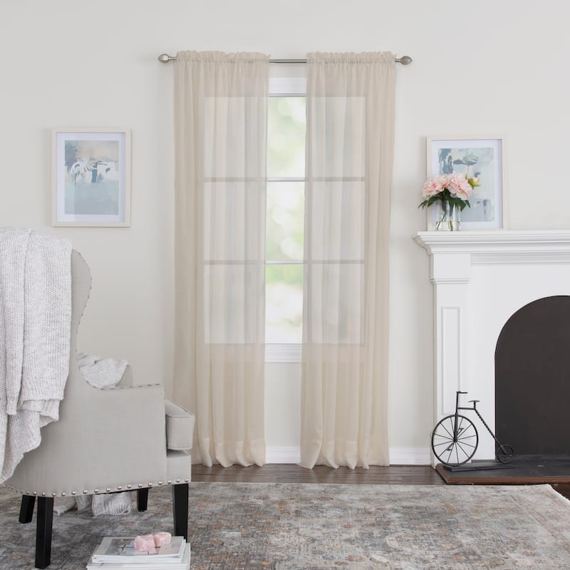 Miller Curtains Preston Sheer 108-Inch Rod Pocket Curtain Panel - 52 X 108 - 52 X 108