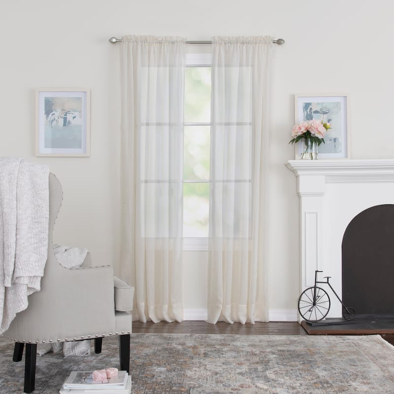 Miller Curtains Preston Sheer 108-Inch Rod Pocket Curtain Panel - 52 X 108 - 52 X 108