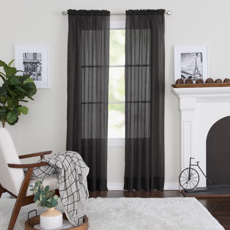 Miller Curtains Preston Sheer 108-Inch Rod Pocket Curtain Panel - 52 X 108 - 52 X 108
