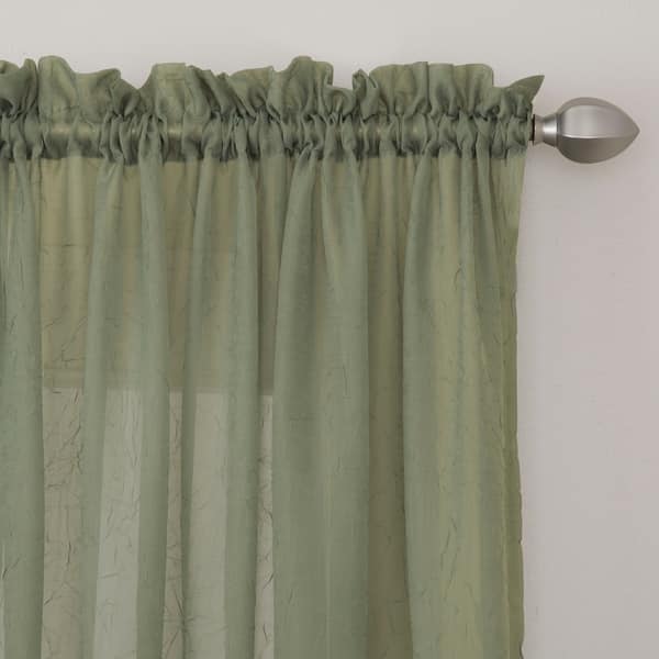 slide 2 of 15, Miller Curtains Preston 84-Inch Rod Pocket Sheer Curtain Panel 52 x 84 - Basil