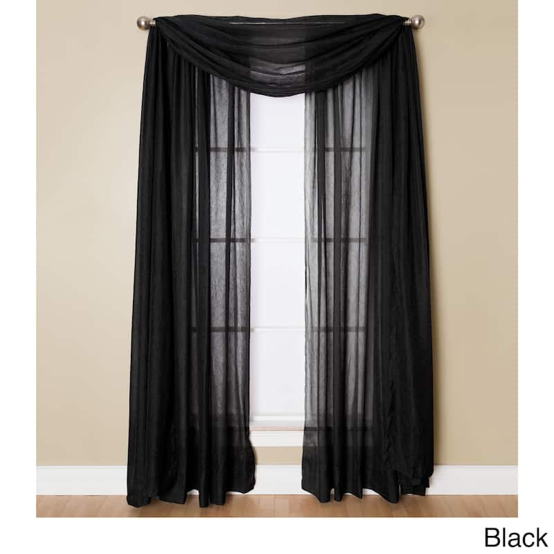 Miller Curtains Preston 216-inch Sheer Window Scarf - 48 x 216 - Black