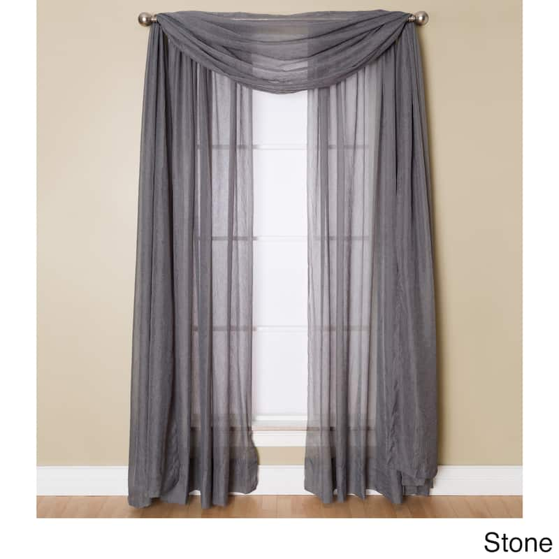 Miller Curtains Preston 216-inch Sheer Window Scarf - 48 x 216 - Stone Grey