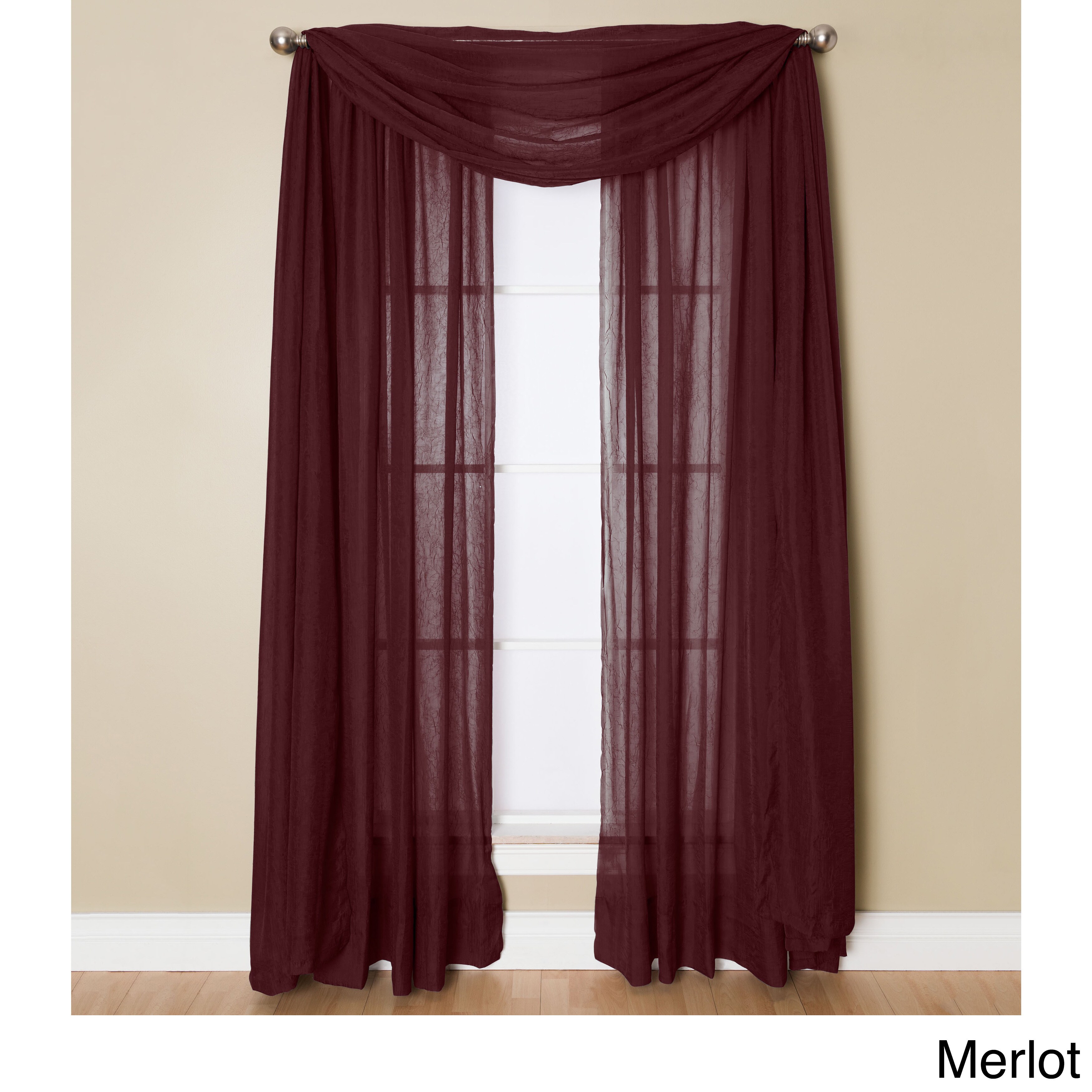 burgundy sheer curtain scarf