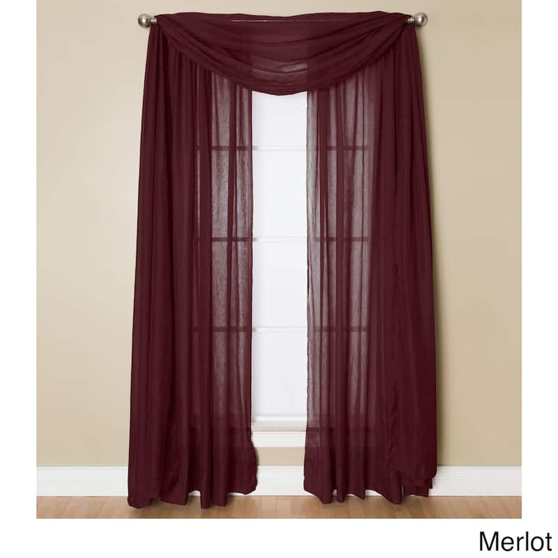 Miller Curtains Preston 216-inch Sheer Window Scarf - 48 x 216 - Merlot