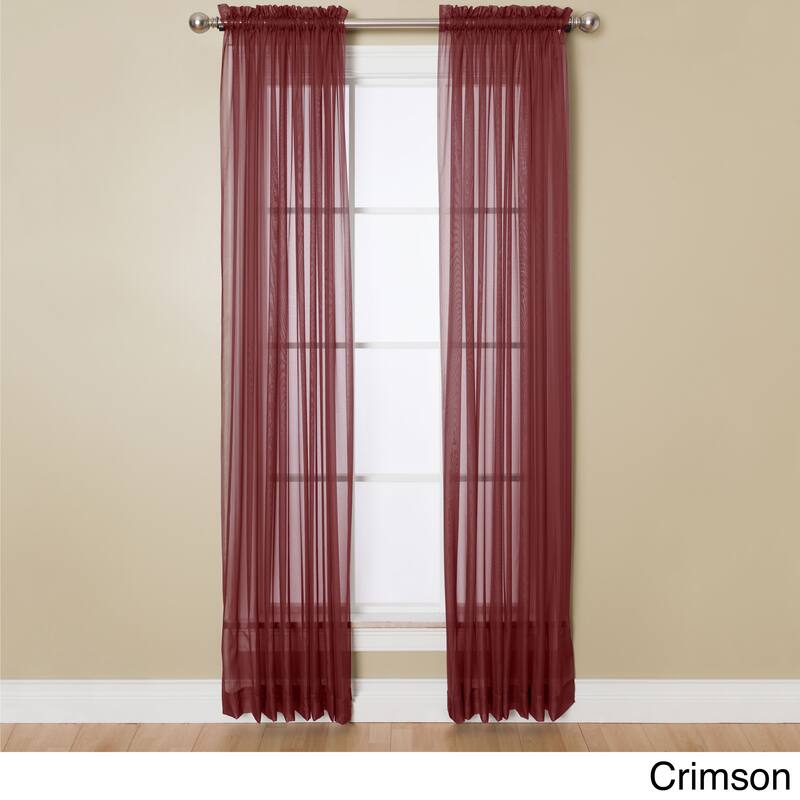 Miller Curtains Angelica Sheer 95-inch Rod Pocket Curtain Panel - 59 x 95 - Crimson