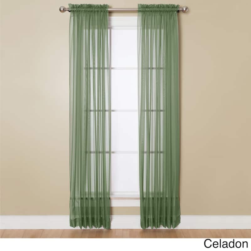 Miller Curtains Angelica Sheer 95-inch Rod Pocket Curtain Panel - 59 x 95 - Celadon