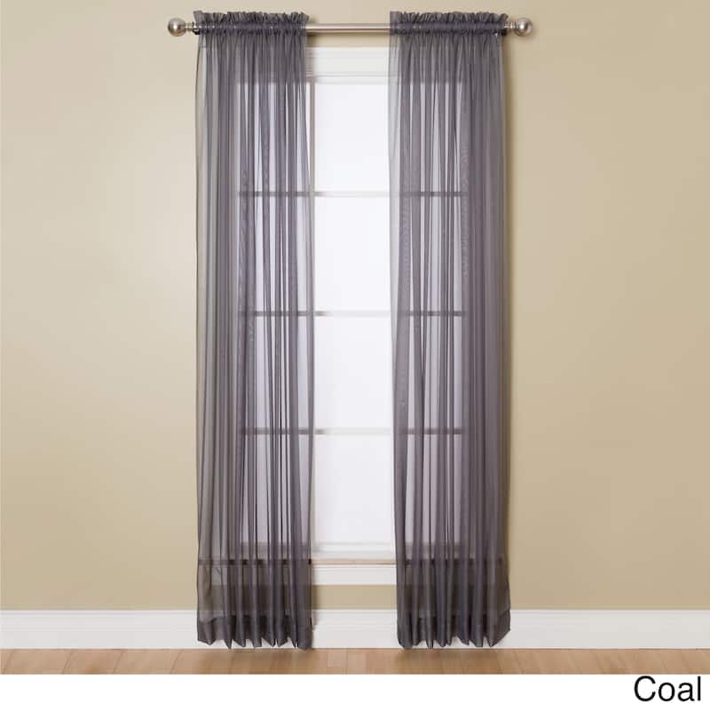 Miller Curtains Angelica Sheer 95-inch Rod Pocket Curtain Panel - 59 x 95 - Coal