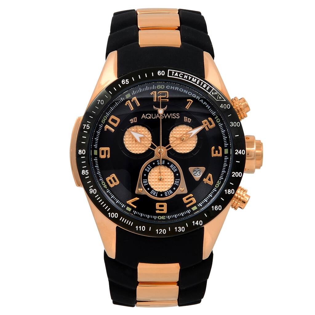 Aquaswiss Unisex 80G6H015 Black/Rosegold Trax 6H Watch