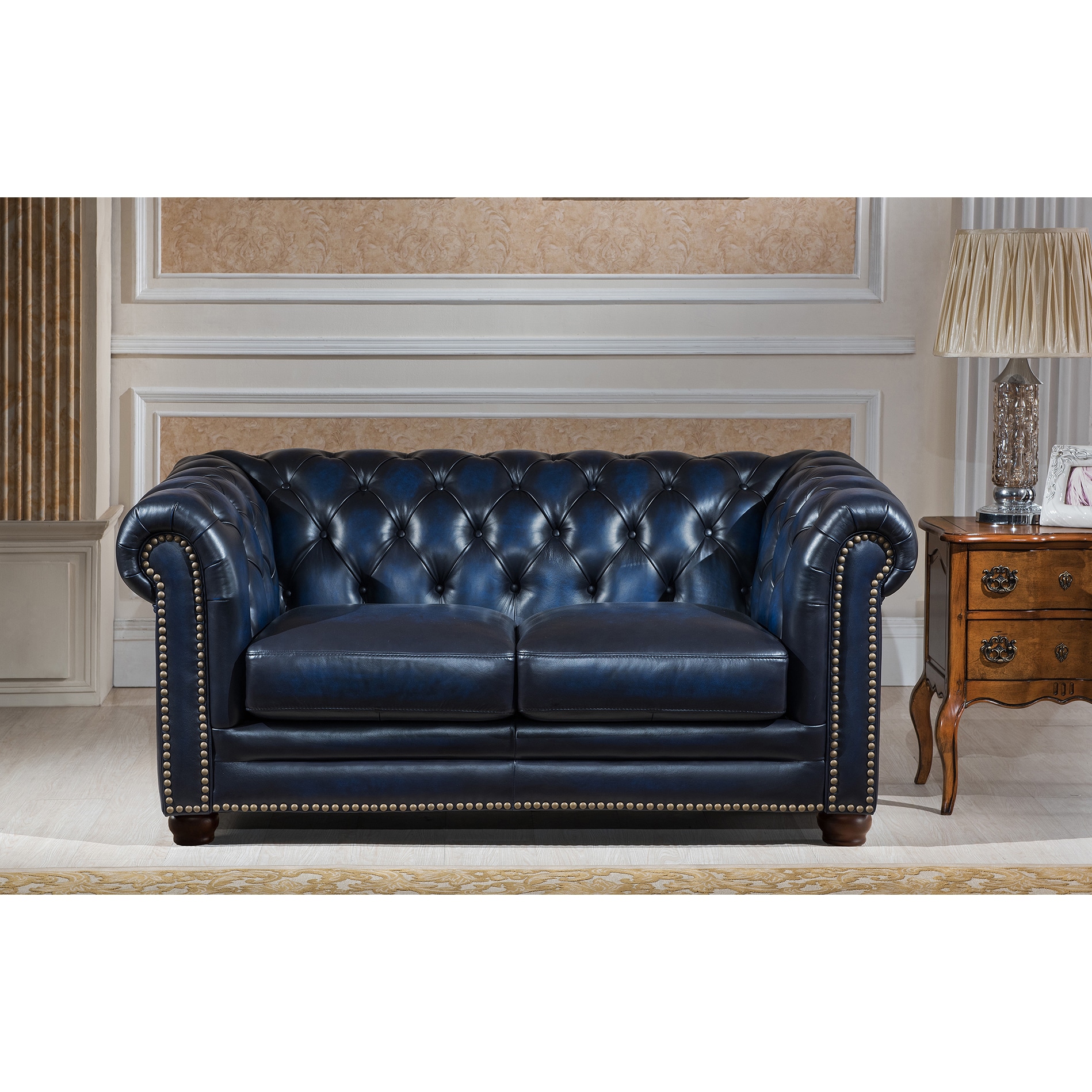 Blue Chesterfield Leather Sofa Antique Blue Chesterfield