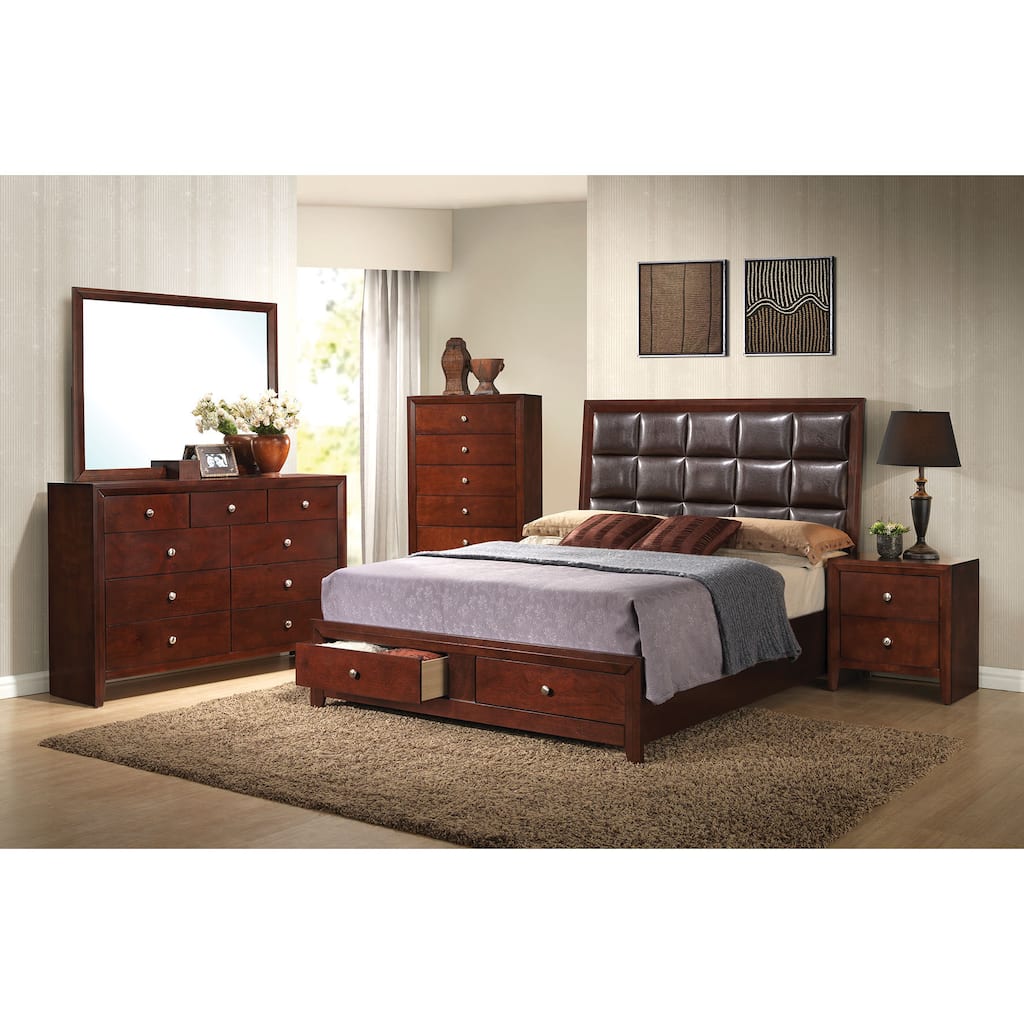 Ilana Brown Cherry 4-piece Storage Bedroom Set