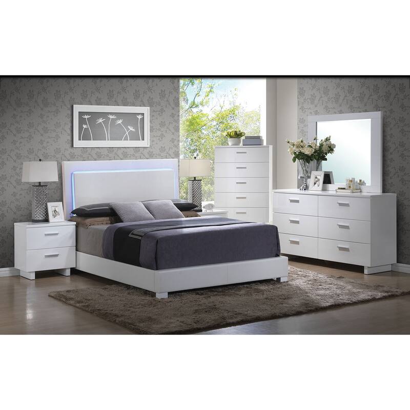 Acme Furniture Lorimar Glossy White 4-Piece Bedroom Set